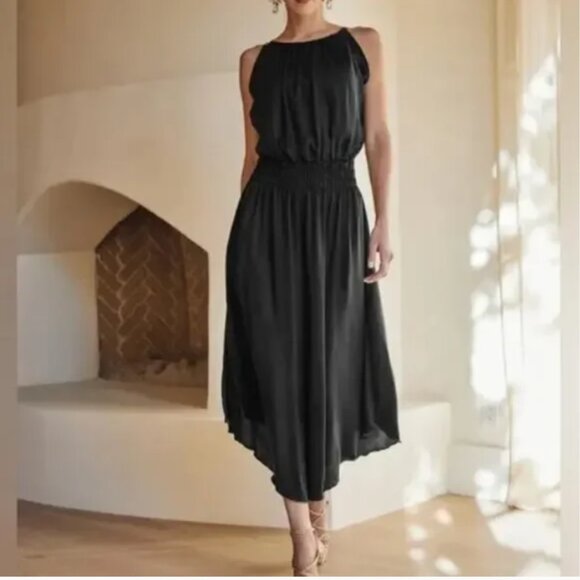 SheBird Emma Satin Dress with built in bra black 5 M/L - Picture 1 of 13